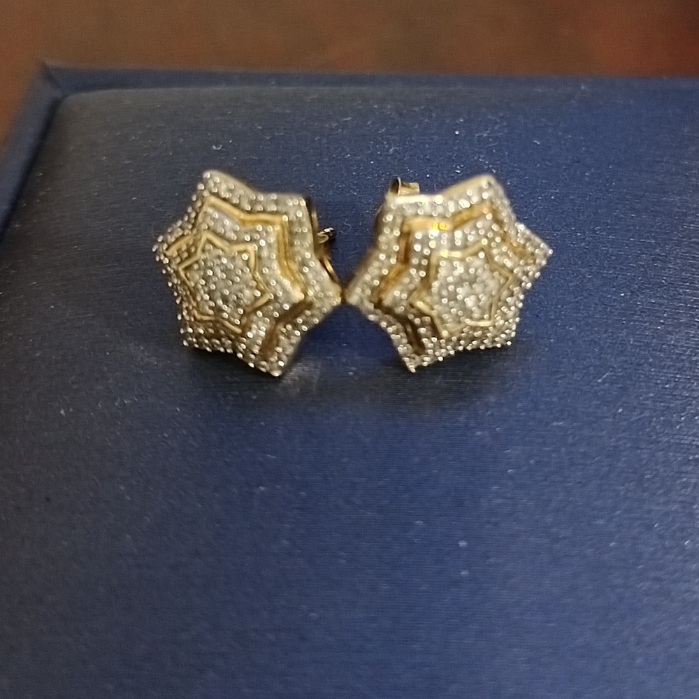 .45ct diamond earrings. 14k gold over .925 silver